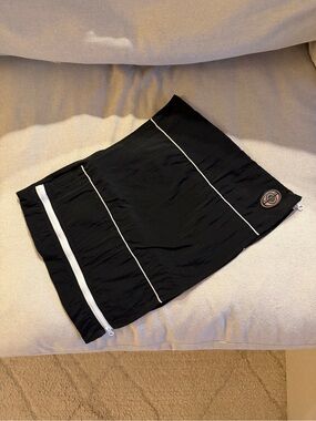 UNIF Black with White Detailing Double-Zipper Mini Skirt